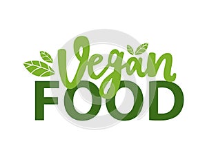 Vegetarian Food Isolated Green Logo with Leaves