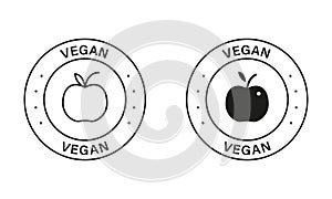 Vegetarian Food Labels. Bio Healthy Fresh Vegetable. Vegan Black Stamp Set. Organic Product for Vegan Symbol. Natural