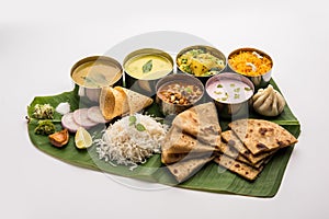 Vegetarian food thali or platter from Maharashtra, India