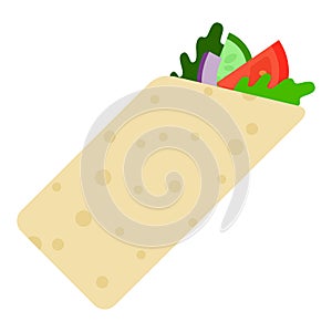 Vegetarian gyro, shaurma roll vector icon flat isolated