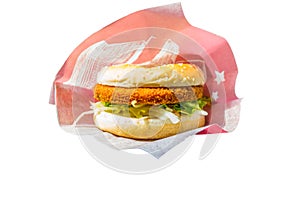 Vegetarian hamburger isolated on white background