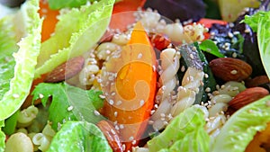 Vegetarian, healthy, lettuce salad, fresh vegetables, fruit, sala, breakfast