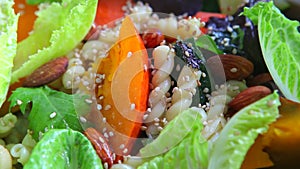Vegetarian, healthy, lettuce salad, fresh vegetables, fruit, sala, breakfast