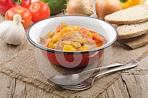 Vegetarian hungarian letcho in a bowl