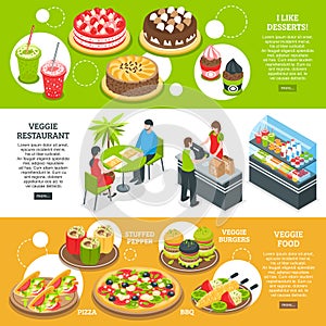 Vegetarian Isometric Horizontal Banners