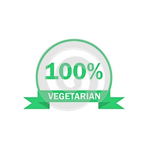 Vegetarian logo. Green food symbol. Vector label