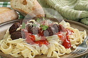 Vegetarian meatball tagliatelli