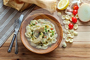 Vegetarian Orecchiette Piccata Pasta photo