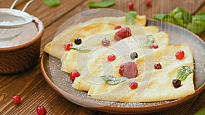 Vegetarian pancakes with fresh berries