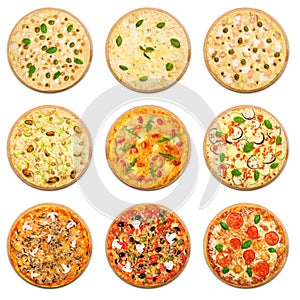 Vegetarian Pizza set isolated at white