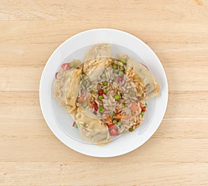 Vegetarian potstickers meal on a plate