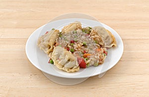 Vegetarian potstickers meal on a plate