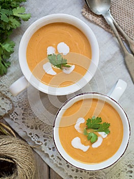 Vegetarian pumpkin cream soup