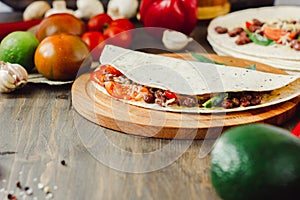 The vegetarian quesadilla - traditional mexican food.