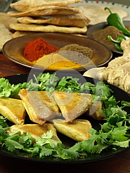 Vegetarian samosas with spices