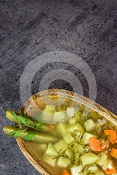 Vegetarian soup made of pickled cucumbers