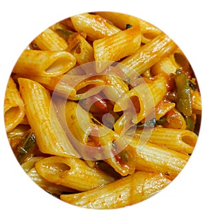 Vegetarian spicy pasta recipe, food background, pastas photography