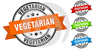 vegetarian stamp. round band sign set. label
