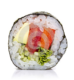 Vegetarian sushi roll isolated