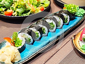 Vegetarian sushi rolls for dinning out