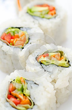 Vegetarian sushi rolls, macro