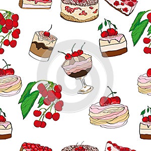 Vegetarian sweets seamless pattern created from plant ingredients.