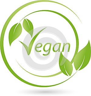 Vegetarian symbol with leaves, vegan and nature logo