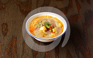 Vegetarian Thukpa, noodle soup from Arunachal Pradesh photo