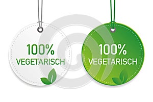 Vegetarian typography organic food tag and label green and white design elements isolated on a white background