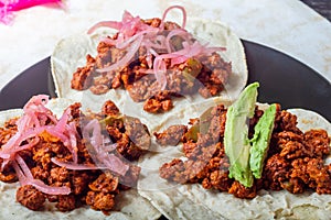 Vegetarian Vegan Cochinita Pibil, Texturized Soy Protein Tacos