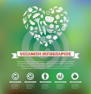 Vegetarian and vegan, healthy organic infographic