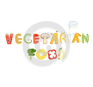 Vegetarian vegetables lettering