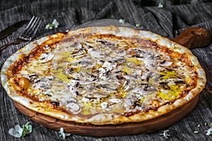 Vegetariana Pizza with mushrooms photo