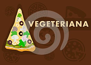Vegetariana Pizza Web Banner Cartoon Template photo
