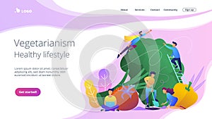 Vegetarianism and healthy lifestyle landing page. photo
