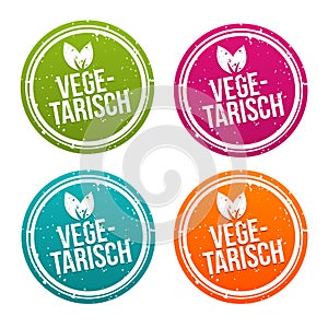 Vegetarisch Button Set in verschiedenen Farben.