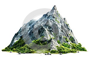 Vegetated Moutain Isolated On Transparent Background. Peaks With Vegetation, Forest And Jungle