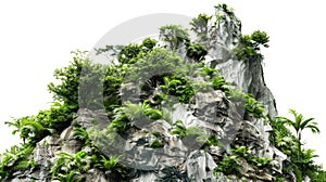 Vegetated Moutain Isolated On Transparent Background. Peaks With Vegetation, Forest And Jungle