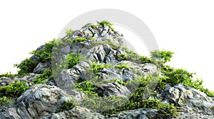 Vegetated Moutain Isolated On Transparent Background. Peaks With Vegetation, Forest And Jungle photo