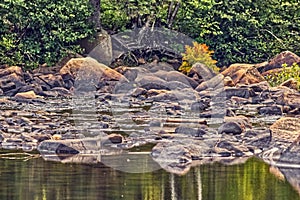 Vegetation defines the color of the flowing water, , Thunder Bay, ON, Canada photo