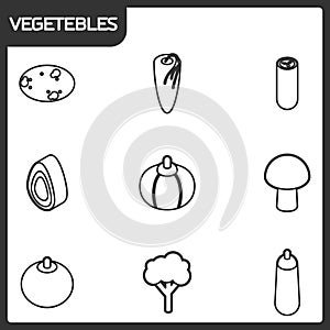 Vegetebles outline isometric icons
