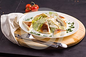 Vegeterian salad with fried cheese