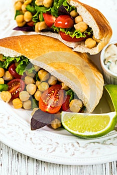 Veggie Pitas with Garbanzo Bean or Chickpea Salad