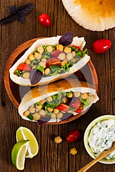 Garbanzo Bean or Chickpea Salad Veggie Pitas photo