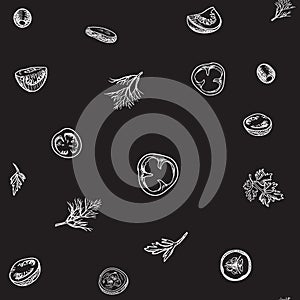 Veggie seamless vector pattern with vegetables