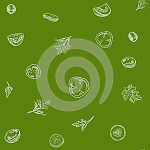Veggie seamless vector pattern with vegetables