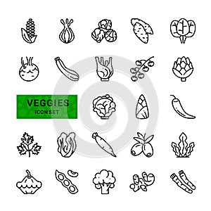 Veggies icon set