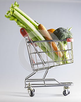 Veggies in a shopping cart