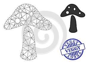 Veggy Textured Seal and Web Net Toxic Mushroom Vector Icon