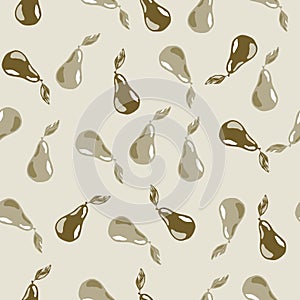 Vegie seamless doodle pattern with green and grey colores pear print. Pastel background